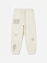 Boys' Brawl Stars Line-Art Print Sweatpants in Cream White