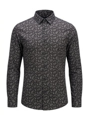 Men’s Dark Vintage Motif Patterned Shirt