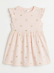 Gold Sun-Print Ruffle-Sleeve Top for Girls