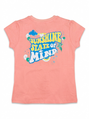 Girls' Coral Pink "Good Vibes" & "Sunshine State of Mind" Cap Sleeve T-Shirt