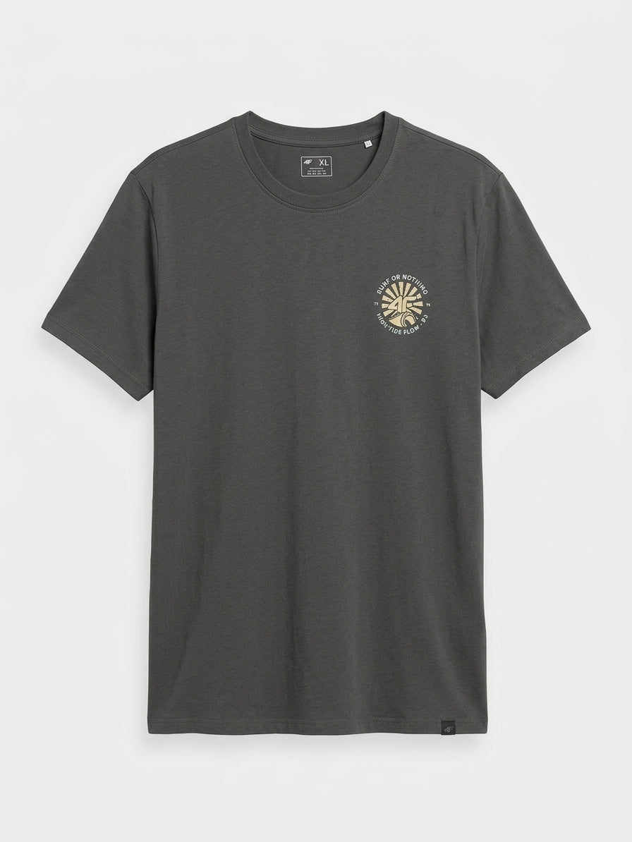 Men's Charcoal Grey Graphic Crewneck T-Shirt