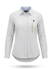 Women's Striped Roll-Tab Sleeve Shirt