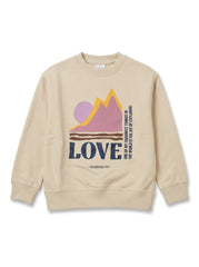 Kids Graphic Crewneck Fleece Sweatshirt – Beige