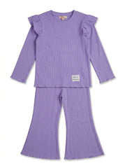 Children's Ruffle-Sleeve Top and Flared Pants Outfit