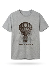 Men's Vintage Hot Air Balloon Graphic T-Shirt – Heather Grey Crew Neck Tee