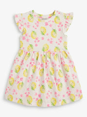 Lemon and Floral Print Ruffle-Sleeve Top for Girls