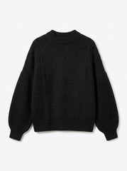 Women Black Chunky Knit Oversized Sweater