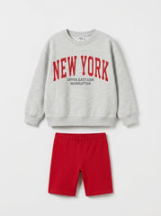 Girls' 2-Piece "New York" Graphic Sweatshirt & Shorts Set