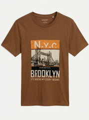 Men’s Brown NYC Graphic Crew Neck Short Sleeve T-Shirt