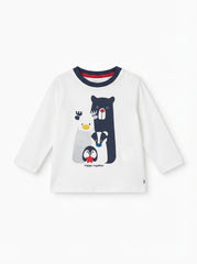 Baby & Toddler Long-Sleeve Animal Graphic Tee – "Happy Together"