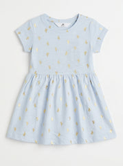Gold Cactus-Print Short-Sleeve Top for Girls