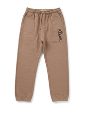 Boys Imported Brown “BREAK” Printed Fleece Jogger Pants – Fleece Winter Wear