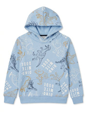 Boys' Light Blue Dinosaur Hoodie