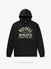Russell Athletic Black Graphic Hoodie | Men's Streetwear Pullover