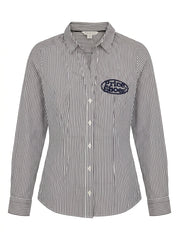 Women's Black Striped Long Sleeve Button-Down Shirt