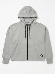 Women Fleece Hoodie with Printed Drawstrings
