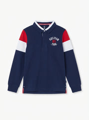 Children's Navy Blue, Red, and White Athletic Polo Pullover