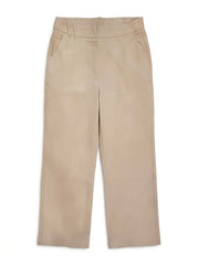 Women's Casual Khaki Tailored Trousers with Gold Button Details