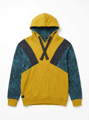 Women Mustard & Teal Geometric Blocked Hoodie