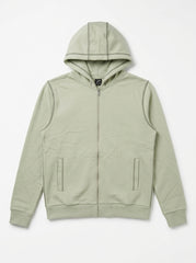 Men’s Contrast-Stitch Full-Zip Fleece Hoodie