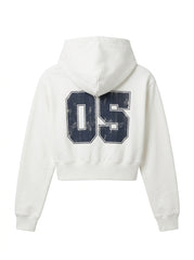 Women's Off-White Cropped Zip-Up Hoodie | San Francisco Graphic Jacket