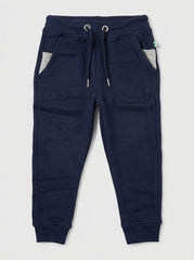 Kids' Navy Blue Drawstring Joggers | Active Fleece Pants