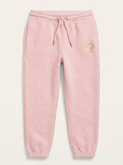 Minoti Girls' Pink Heart Fleece Joggers | Cozy Sweatpants