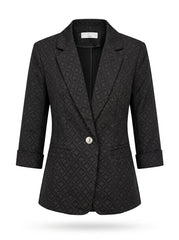 Women Geometric Patterned Three-Quarter Sleeve Tailored Blazer