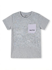 Boys' Light Grey Short-Sleeve Tee with Nautica Chest Pocket