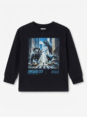 Boy Black DINOSAUR CITY Graphic Long Sleeve T-Shirt Next