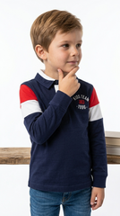 OKAIDI Boys Embroided Full Sleeved Polo