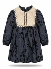 Girls' Cozy Floral Sherpa-Accent Winter Frock