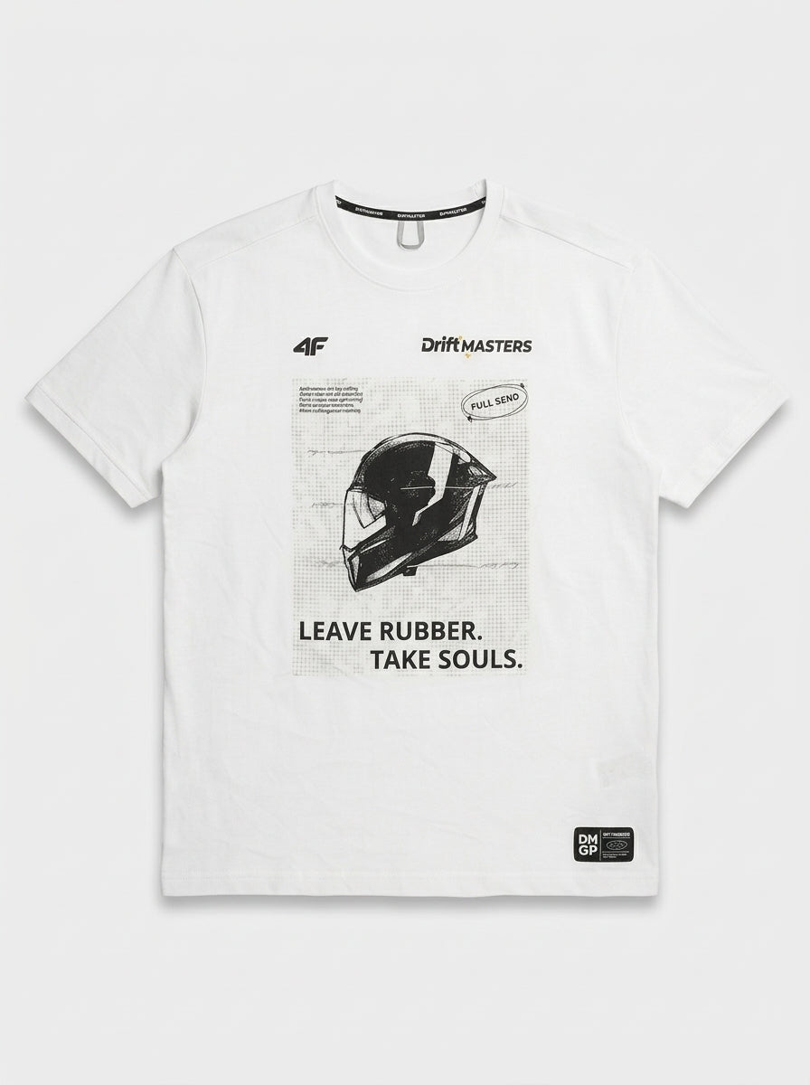 Men's Graphic Motorcycle & Motorsport T-Shirt - White Crew Neck