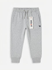 Kids' Light Grey Heather Fleece Joggers with Drawstring