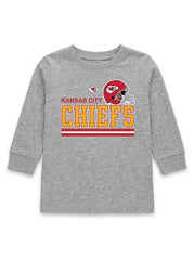 Boys' Long-Sleeve Casual Cotton Football Graphic T-Shirt – Grey