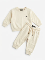 Kids' 2-Piece Cream Sweatshirt & Jogger Tracksuit Set