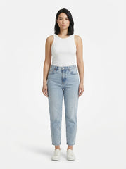 C&A Women’s Mom High Waist Ankle Jeans – Light Wash Denim