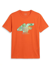 Men's Imported Quality Orange regular print T-shirt - coral