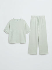 Oysho Mint Green Textured Short-Sleeve Co-Ord Set