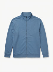 Minimalist Blue Mock-Neck Zip-Up | Men's Streetwear