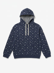 Women Snowflake Print Pullover Hoodie with Striped Hood Lining
