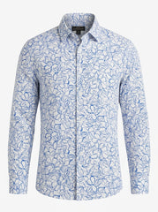 Men’s Botanical Sketch Print Smart-Casual Shirt – Long-Sleeve Top