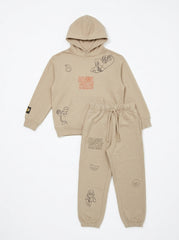 Boys' 2-Piece Beige Brawl Stars Hoodie & Jogger Tracksuit Set