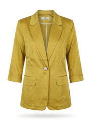 Women Three-Quarter Sleeve Blazer – Mustard Gold