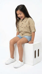 لڑکیاں پرنٹ شدہ ڈینم جیکٹ