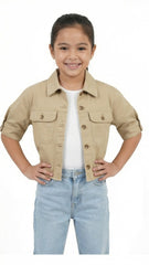 لڑکیاں پرنٹ شدہ ڈینم جیکٹ