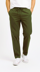 GUESS Mens Olive Green Relaxed Fit Cotton Trouser