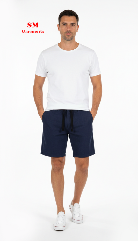 ATLASFORMEN BLUE LINEN SHORT