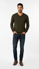 JACK&JONES V Neck Green Sweater