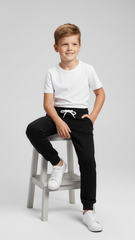 BOYS BLACK TEXTURED TROUSER
